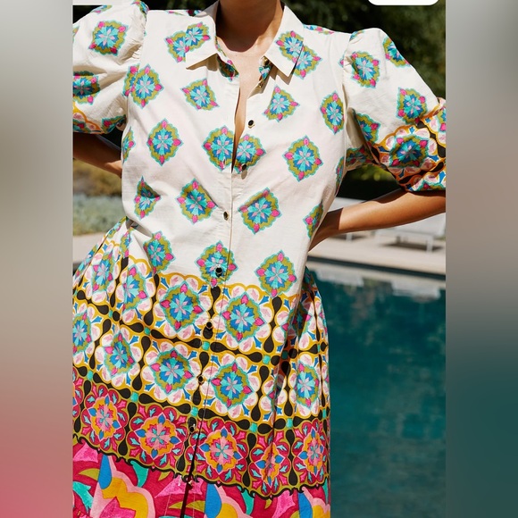 Anthropologie Mixed Print Buttondown Maxi Dress - Picture 3 of 6